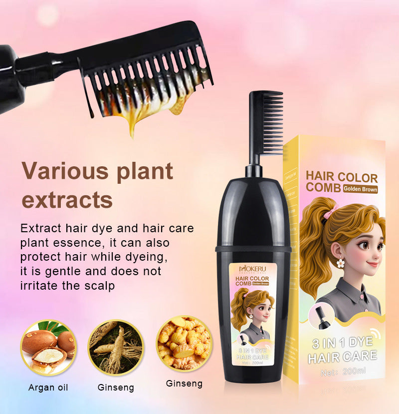 🧴3-in-1 herbal hair coloring comb | Easy hair coloring at home with built-in brush