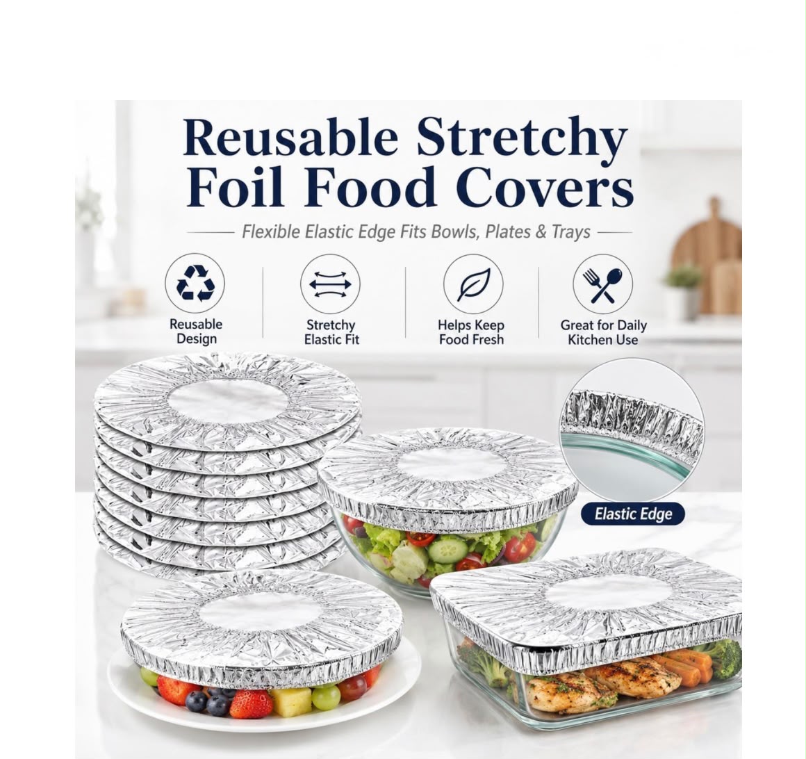 Reusable Aluminum Foil Food Covers 50 Pack