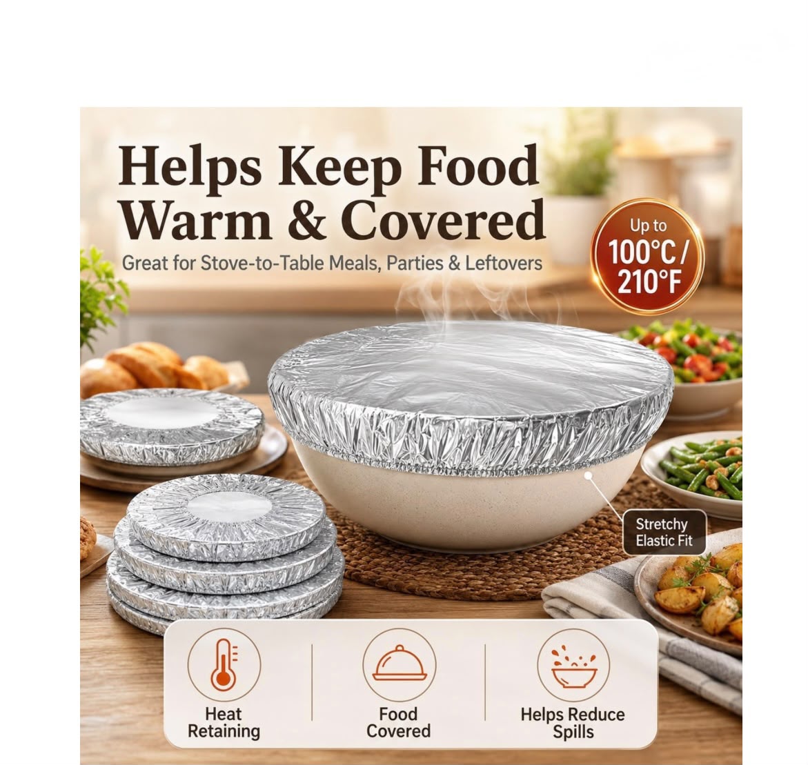 Reusable Aluminum Foil Food Covers 50 Pack