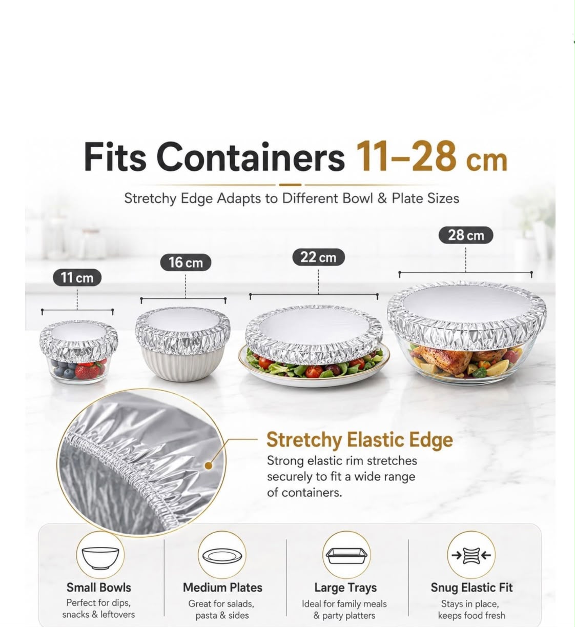 Reusable Aluminum Foil Food Covers 50 Pack