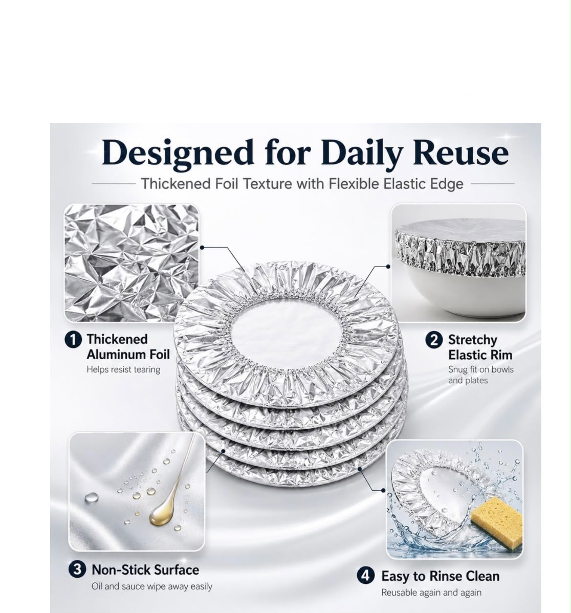 Reusable Aluminum Foil Food Covers 50 Pack