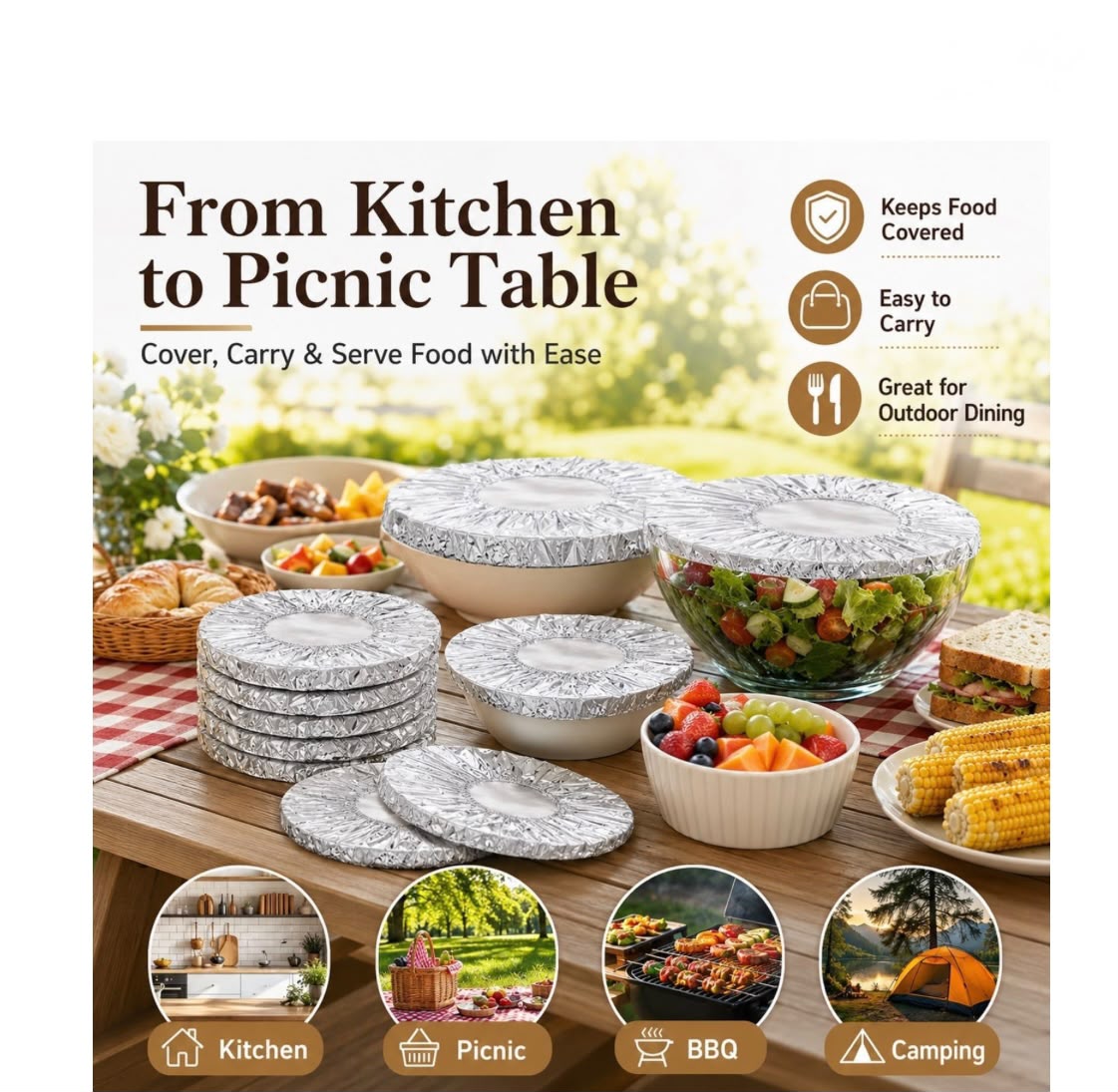 Reusable Aluminum Foil Food Covers 50 Pack